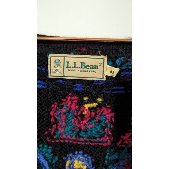 Vintage LL Bean Womens Medium 100% Pure Wool Geometric Aztec Cardigan Sweater - Picture 6 of 10